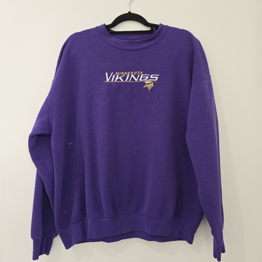 Vikings NFL Purple Embroidered Crewneck Sweatshirt Vintage